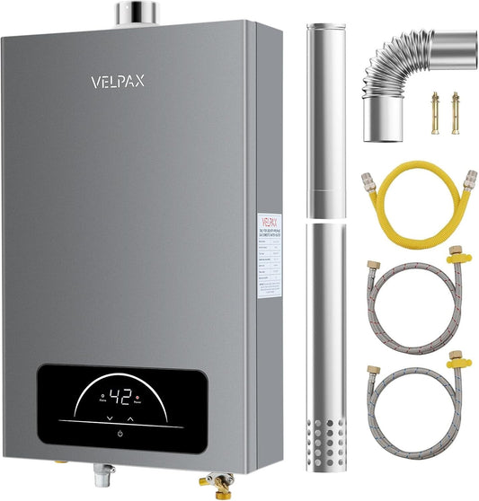 Natural Gas Tankless Water Heater,4.74GPM 18L Indoor,Instant Hot Gas water heater,Constant Natural Water Heater with Fahrenheit Digital Display,Multi-Protection