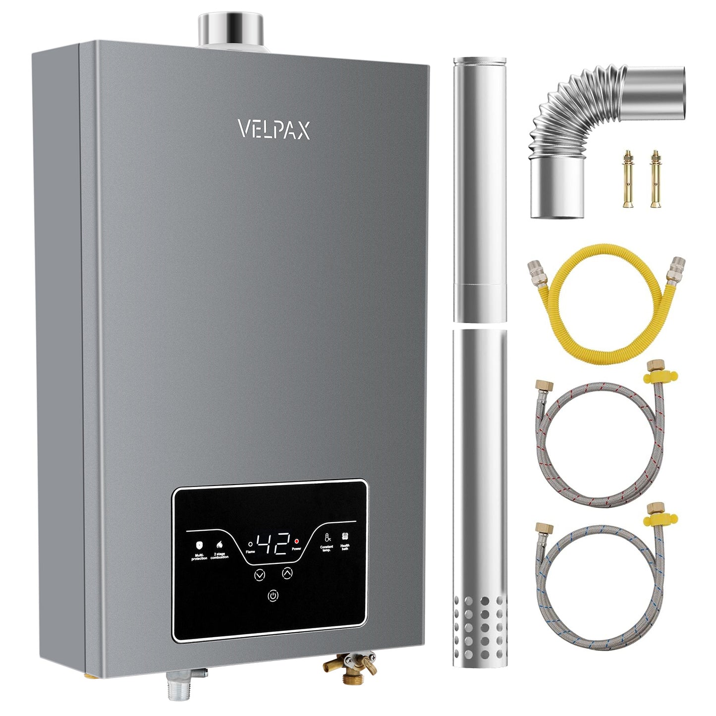 Natural Gas Tankless Water Heater, 4.21GPM 16L Indoor,Instant Hot Natural Gas Water Heater with Multi-Protection (Gray)