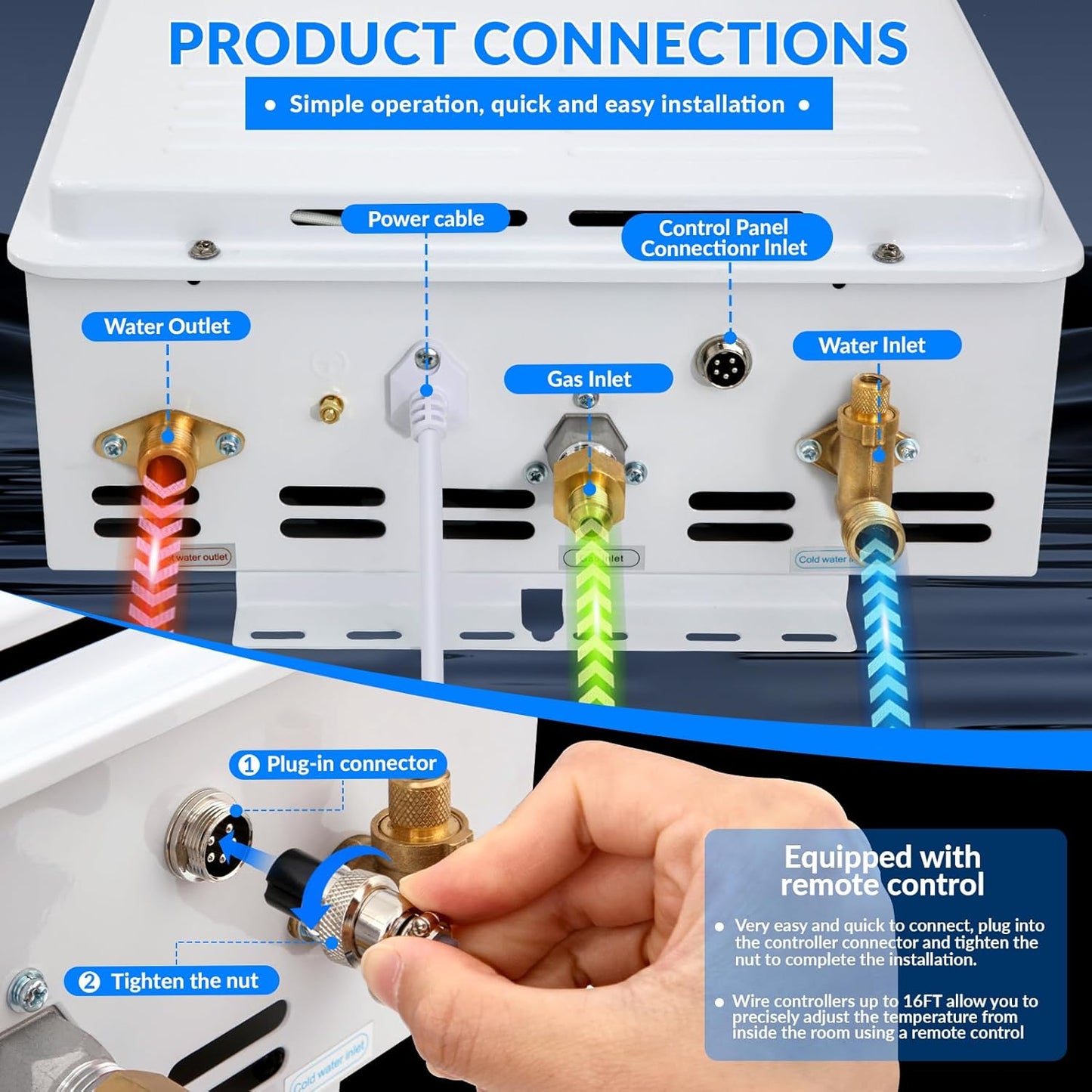 Natural Gas Tankless Water Heater,5.26GPM 20L Outdoor,Instant Hot Natural Gas Water Heater with Fahrenheit Digital Display,Multi-Protection