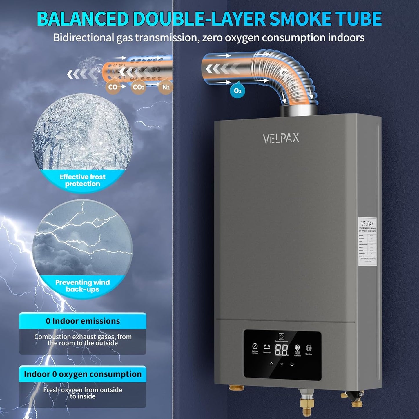 Natural Gas Tankless Water Heater,Indoor 4.74GPM 18L,Constant natural gas Tankless water heater,Instant Hot Natural Gas Water Heater with Multi-Protection