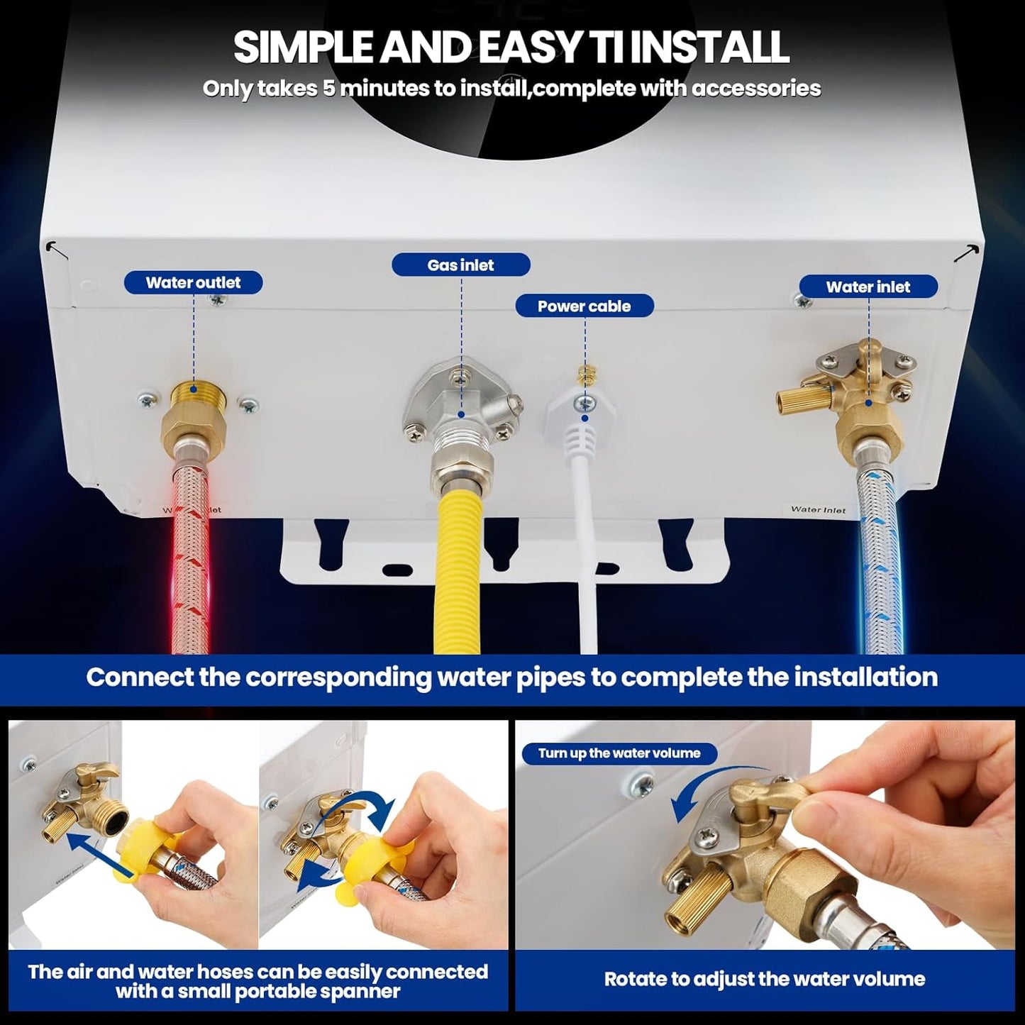 Natural Gas Tankless Water Heater,4.74GPM 18L Indoor,Instant Hot Gas water heater,Constant Natural Water Heater with Multi-Protection