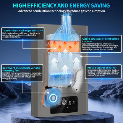 Natural Gas Tankless Water Heater,Indoor 4.74GPM 18L,Constant natural gas Tankless water heater,Instant Hot Natural Gas Water Heater with Multi-Protection