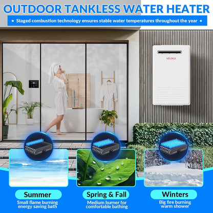 Propane Tankless Water Heater Outdoor,5.26GPM 20L Outdoor,Instant Hot Propane Gas Water Heater with Fahrenheit Digital Display,Multi-Protection