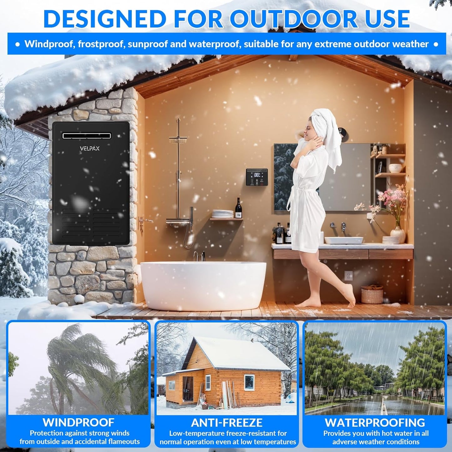 Natural Gas Tankless Water Heater,5.26GPM 20L Outdoor,Instant Hot Natural Gas Water Heater with Fahrenheit Digital Display,Multi-Protection