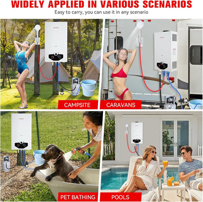 Tankless Water Heater Propane,3.18GPM 12L Outdoor Portable water heater,with 2 GPM Water Pump, Instant Propane water heater with Digital Display Multi-Protection for Camping Trips Boat Cabins