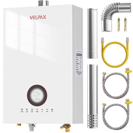 Tankless Water Heater Propane, 4.74 GPM 18L Indoor Instant Hot Water Heater with Digital Fahrenheit Display Multi-Protection Constant Temperature for Home & Apartment